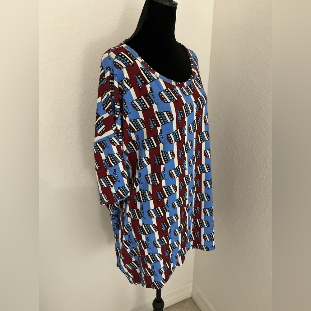 LuLaRoe Irma US Star striped Print Oversized Tunic Top – Size 3X – NWT - Picture 4 of 14